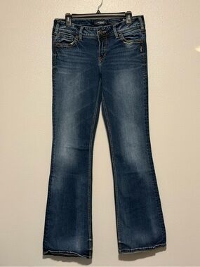Y2K Silver Jeans Suki Mid Boot Dark Jeans - Long Length